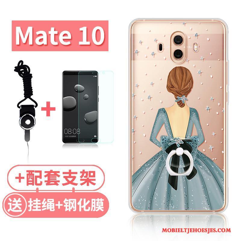 Huawei Mate 10 Hoesje Doorzichtig Zacht Roze Konijn Kat All Inclusive Hoes