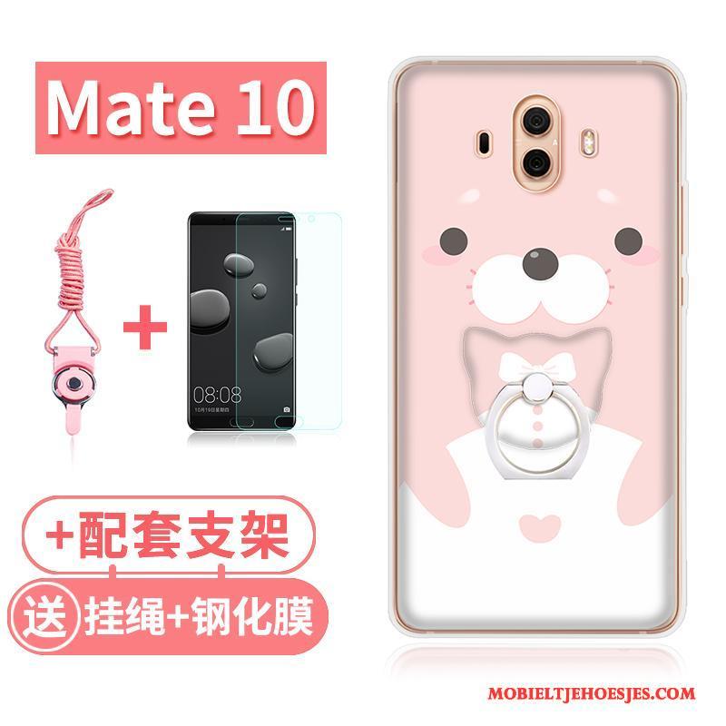 Huawei Mate 10 Hoesje Doorzichtig Zacht Roze Konijn Kat All Inclusive Hoes