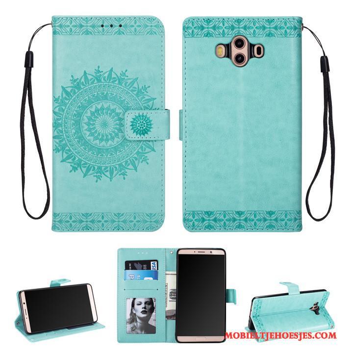 Huawei Mate 10 Hoesje Mobiele Telefoon Blauw Portemonnee Hoes Kaart All Inclusive Bescherming