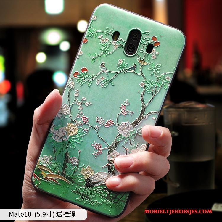 Huawei Mate 10 Hoesje Telefoon All Inclusive Anti-fall Siliconen Chinese Stijl Groen Scheppend