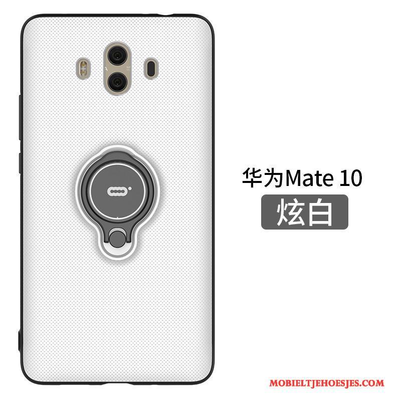 Huawei Mate 10 Hoesje Telefoon Ring Wit Klittenband Anti-fall Bescherming Ondersteuning