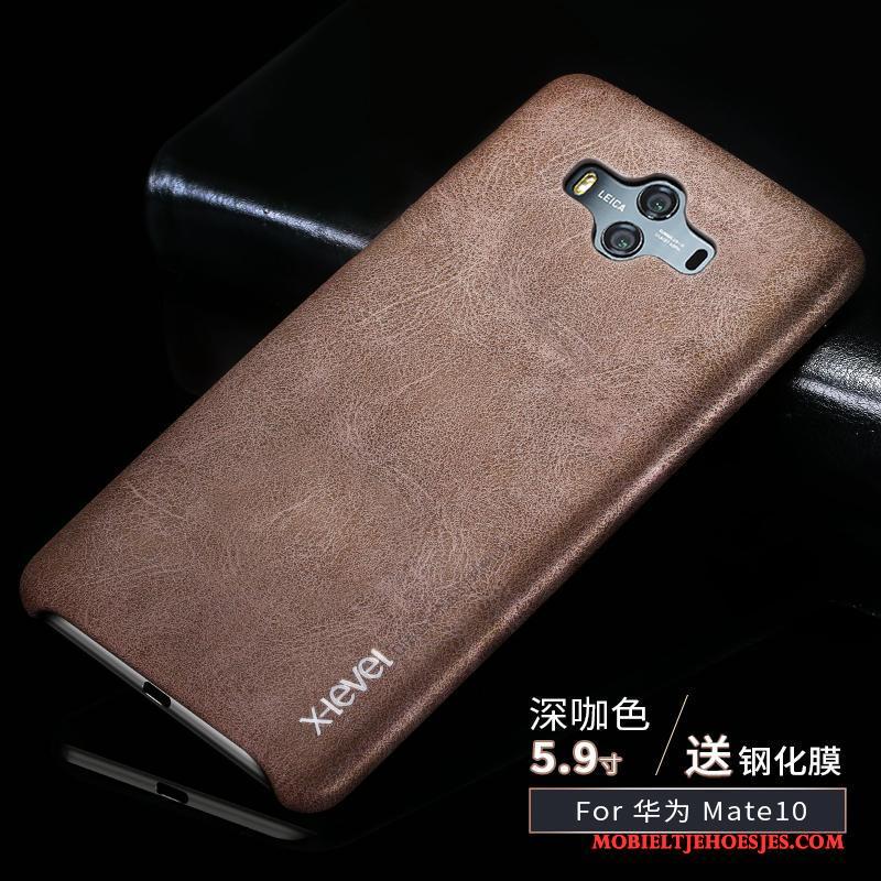 Huawei Mate 10 Leren Etui Bescherming Hoesje Telefoon Zwart Trend Anti-fall Dun