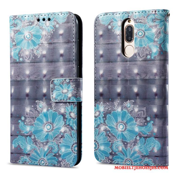 Huawei Mate 10 Lite Hoesje Kaart Blauw All Inclusive Siliconen Folio Anti-fall Leren Etui