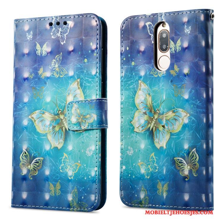 Huawei Mate 10 Lite Hoesje Kaart Blauw All Inclusive Siliconen Folio Anti-fall Leren Etui