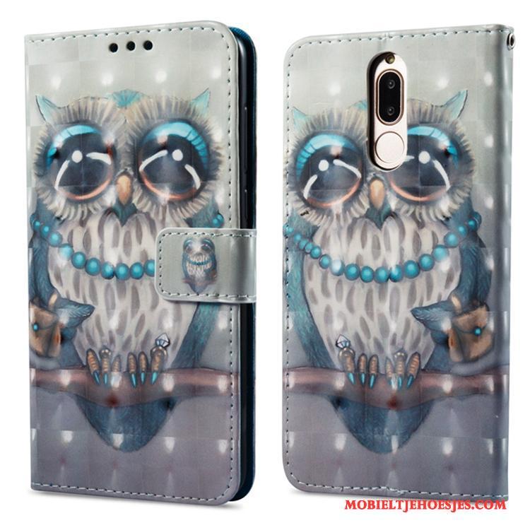 Huawei Mate 10 Lite Hoesje Kaart Blauw All Inclusive Siliconen Folio Anti-fall Leren Etui