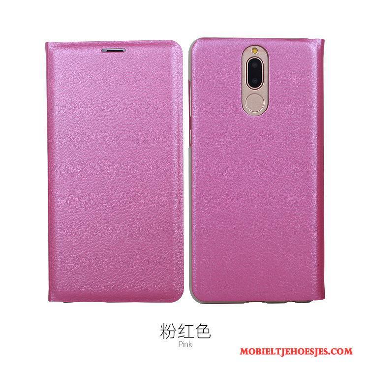 Huawei Mate 10 Lite Hoesje Leren Etui Mobiele Telefoon Kaart Folio Rood Anti-fall