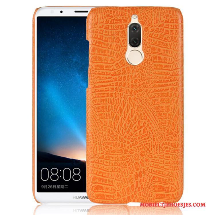 Huawei Mate 10 Lite Leer Hoesje Oranje Hard Vintage Telefoon Bescherming