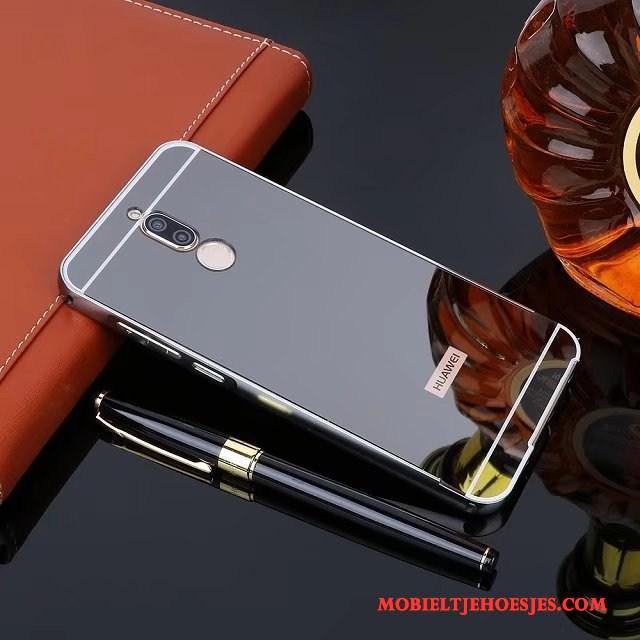 Huawei Mate 10 Lite Metaal Omlijsting Achterklep Hoesje Telefoon Roze Bescherming Spiegel