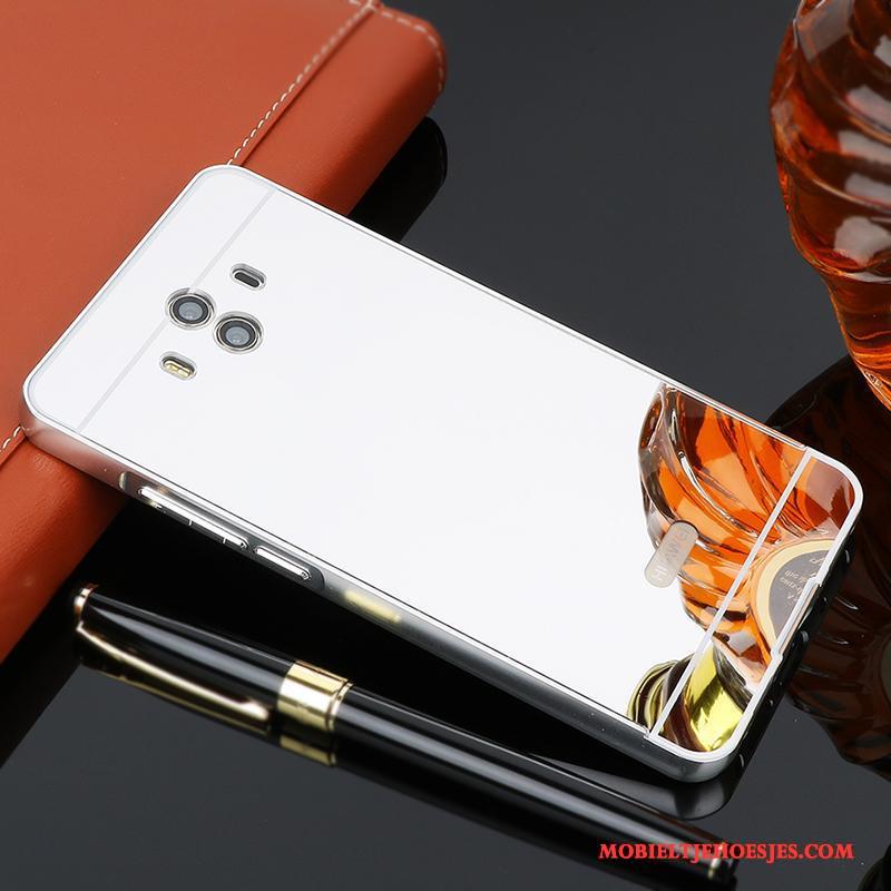 Huawei Mate 10 Omlijsting Roze Bescherming Hoesje Telefoon Anti-fall Metaal Spiegel