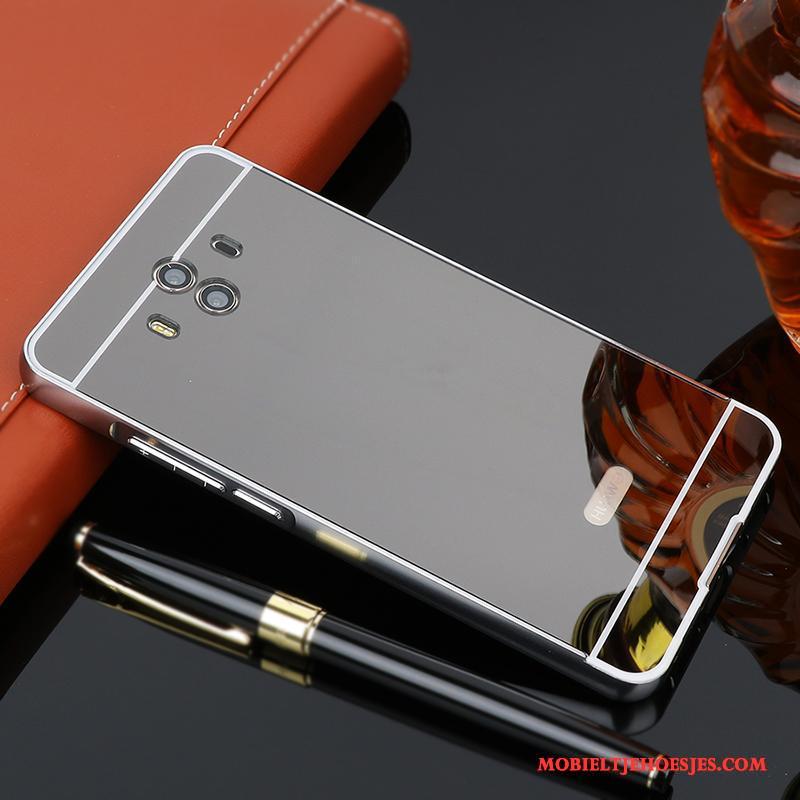 Huawei Mate 10 Omlijsting Roze Bescherming Hoesje Telefoon Anti-fall Metaal Spiegel
