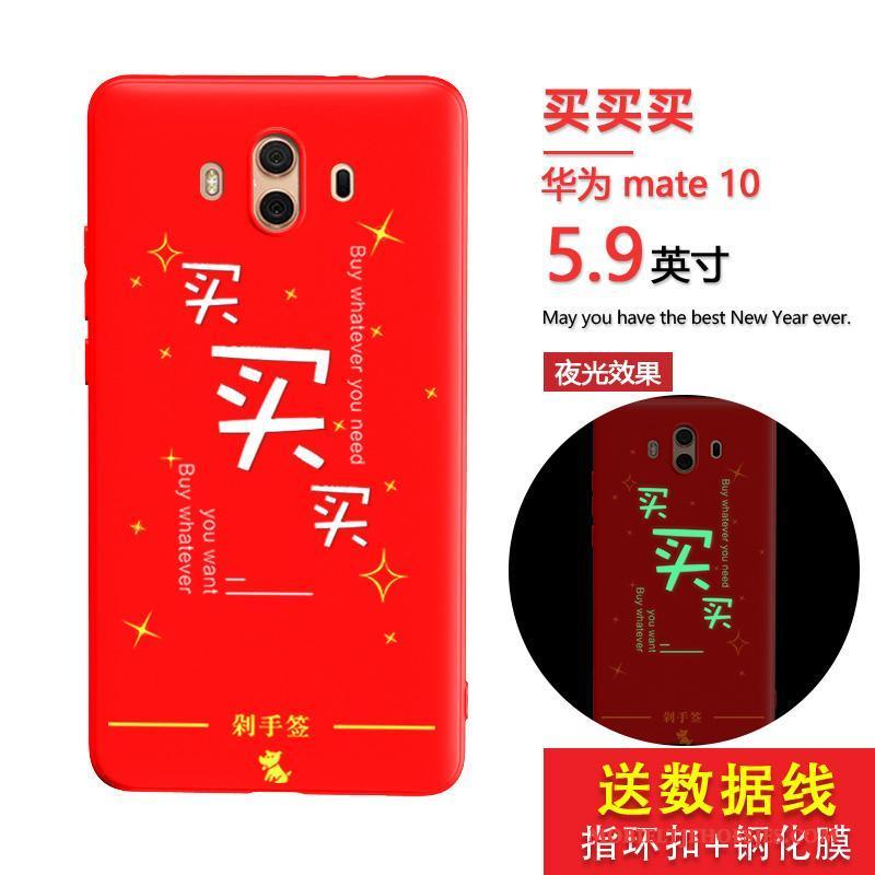 Huawei Mate 10 Persoonlijk Anti-fall Rood Hoes Siliconen Hoesje Telefoon Lichtende