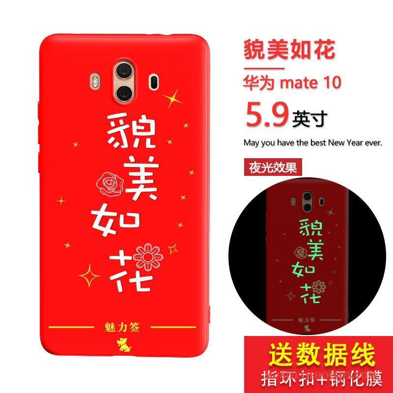 Huawei Mate 10 Persoonlijk Anti-fall Rood Hoes Siliconen Hoesje Telefoon Lichtende