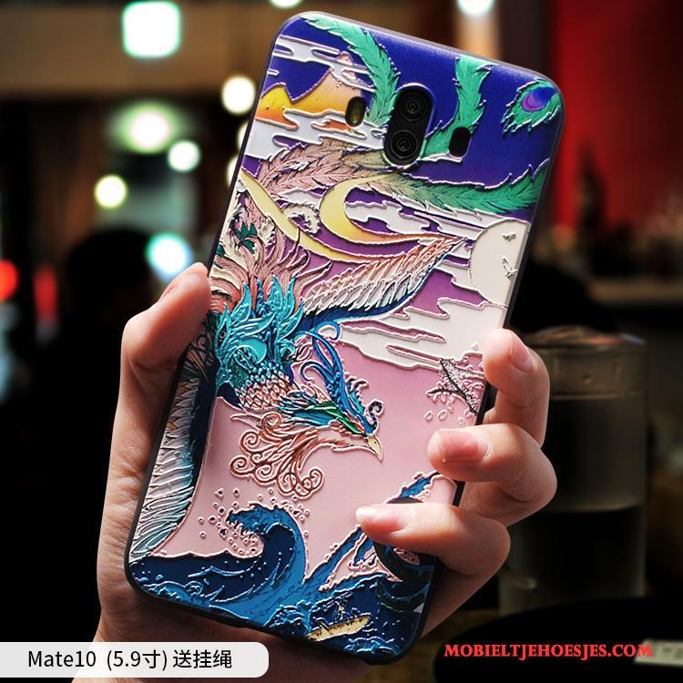 Huawei Mate 10 Persoonlijk Blauw Etnische Anti-fall Hoesje Telefoon Zacht Scheppend