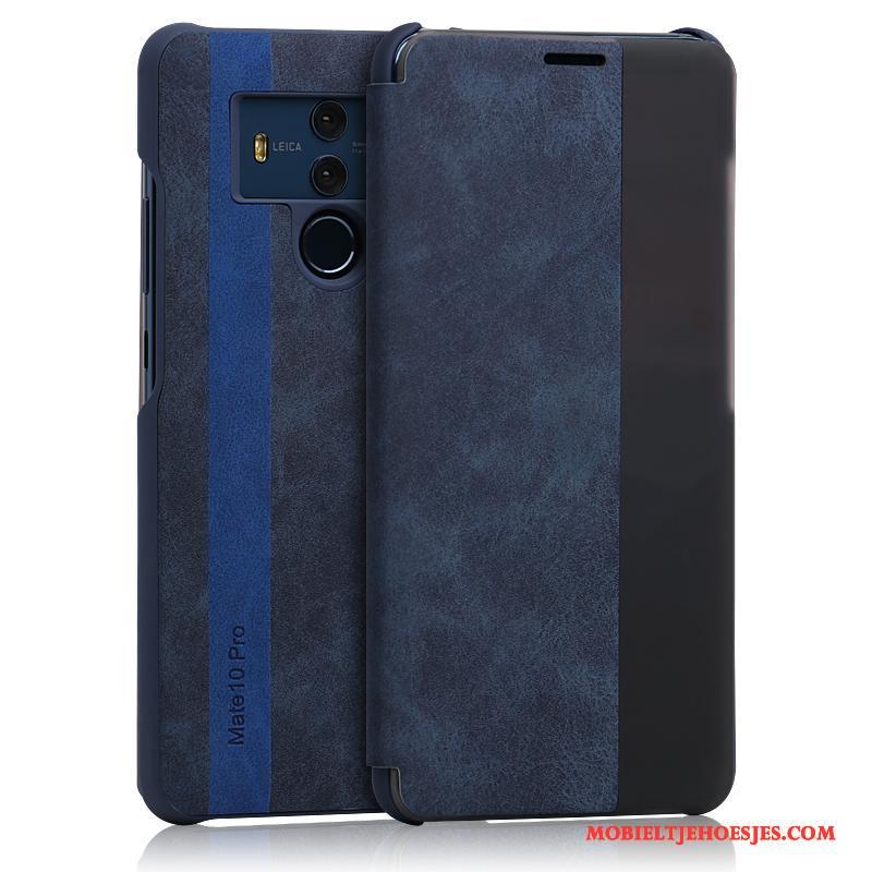 Huawei Mate 10 Pro Blauw Leren Etui Anti-fall Folio Hoesje Telefoon Bescherming Bedrijf