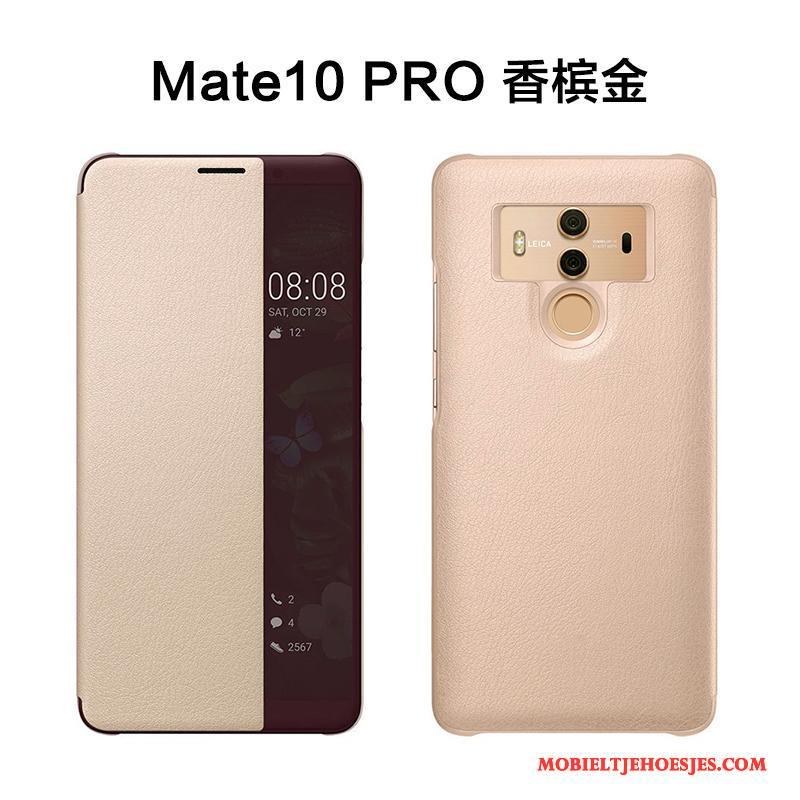 Huawei Mate 10 Pro Clamshell Leren Etui Hoes Zwart Hoesje Telefoon Bescherming Anti-fall