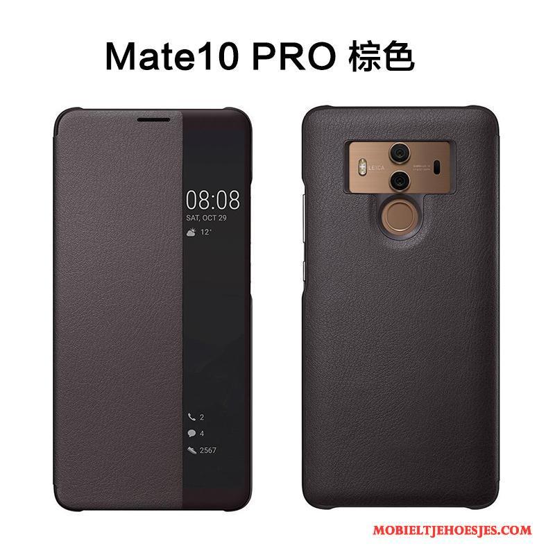 Huawei Mate 10 Pro Clamshell Leren Etui Hoes Zwart Hoesje Telefoon Bescherming Anti-fall