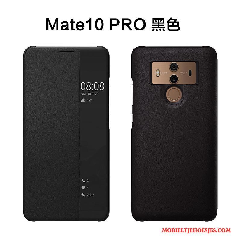 Huawei Mate 10 Pro Clamshell Leren Etui Hoes Zwart Hoesje Telefoon Bescherming Anti-fall