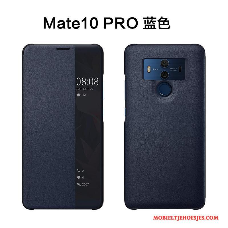 Huawei Mate 10 Pro Clamshell Leren Etui Hoes Zwart Hoesje Telefoon Bescherming Anti-fall