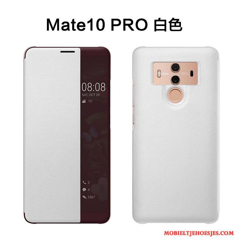 Huawei Mate 10 Pro Clamshell Leren Etui Hoes Zwart Hoesje Telefoon Bescherming Anti-fall