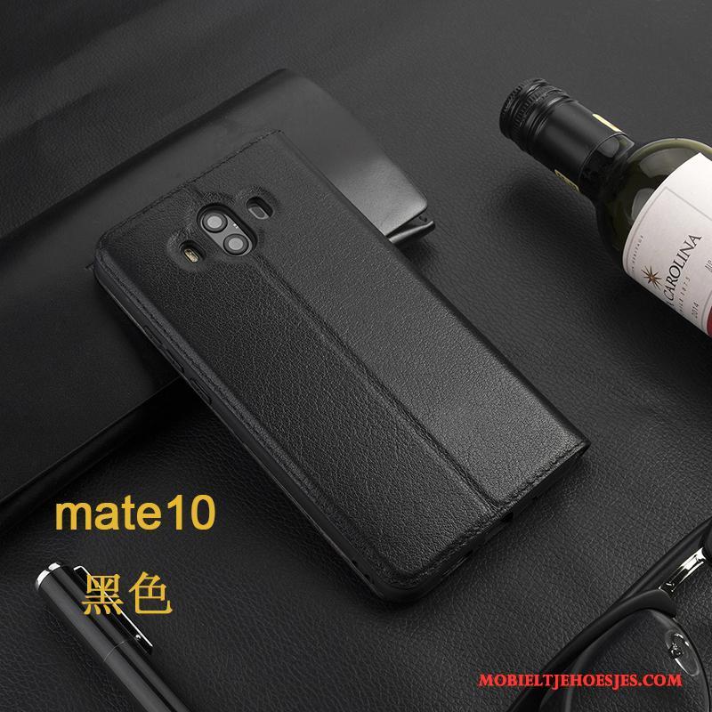 Huawei Mate 10 Pro Folio Anti-fall Leren Etui Bedrijf Hoesje Telefoon All Inclusive Zwart