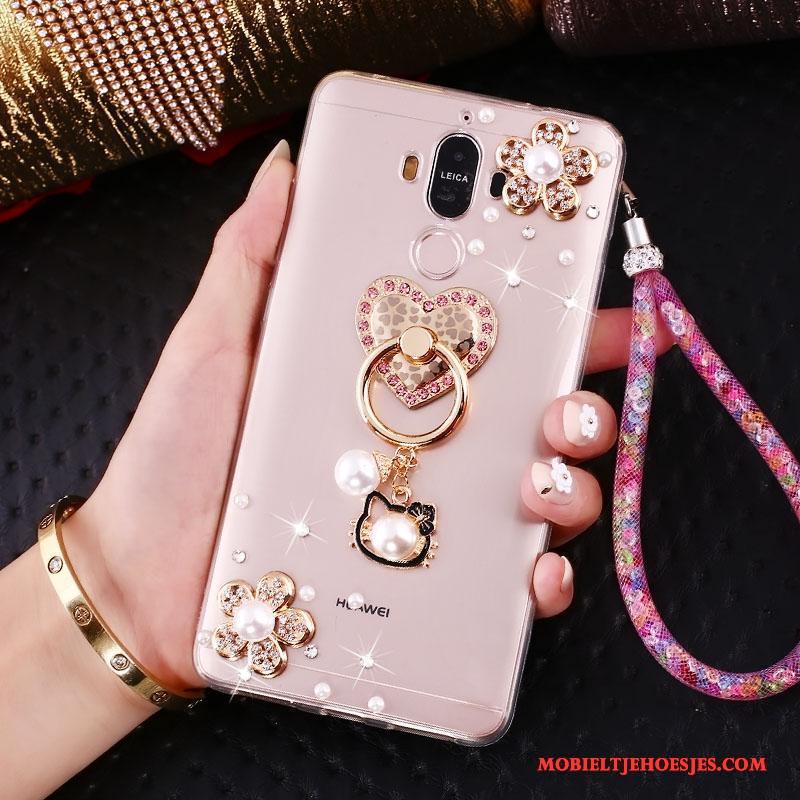 Huawei Mate 10 Pro Goud Hanger Hoes Met Strass Ondersteuning Hoesje Telefoon Anti-fall