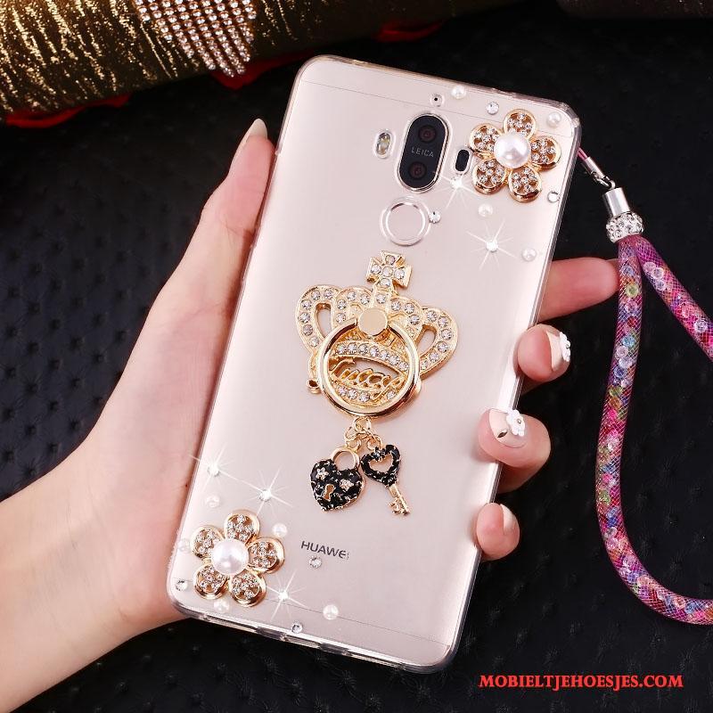 Huawei Mate 10 Pro Goud Hanger Hoes Met Strass Ondersteuning Hoesje Telefoon Anti-fall