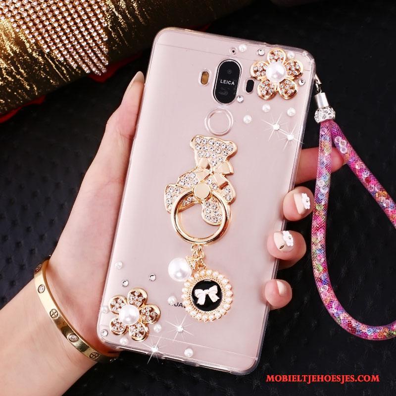 Huawei Mate 10 Pro Goud Hanger Hoes Met Strass Ondersteuning Hoesje Telefoon Anti-fall