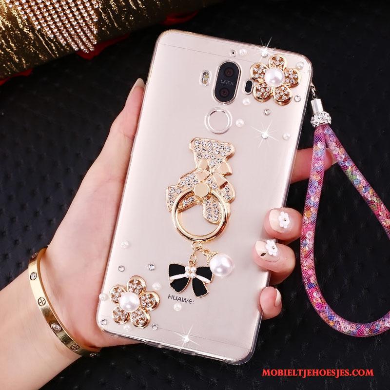 Huawei Mate 10 Pro Goud Hanger Hoes Met Strass Ondersteuning Hoesje Telefoon Anti-fall