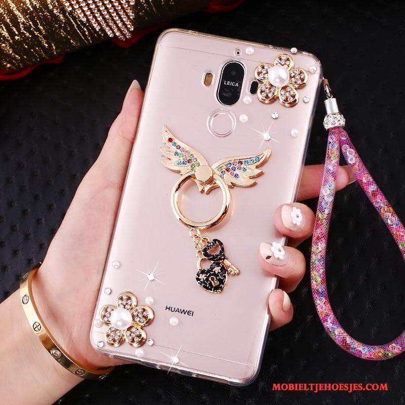 Huawei Mate 10 Pro Goud Hanger Hoes Met Strass Ondersteuning Hoesje Telefoon Anti-fall