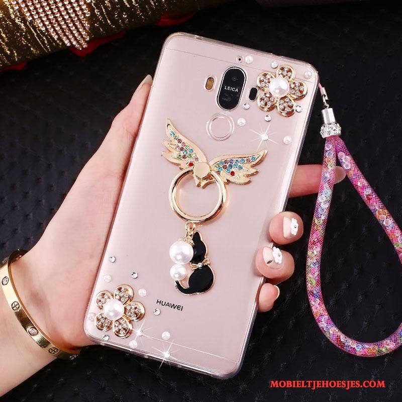 Huawei Mate 10 Pro Goud Hanger Hoes Met Strass Ondersteuning Hoesje Telefoon Anti-fall