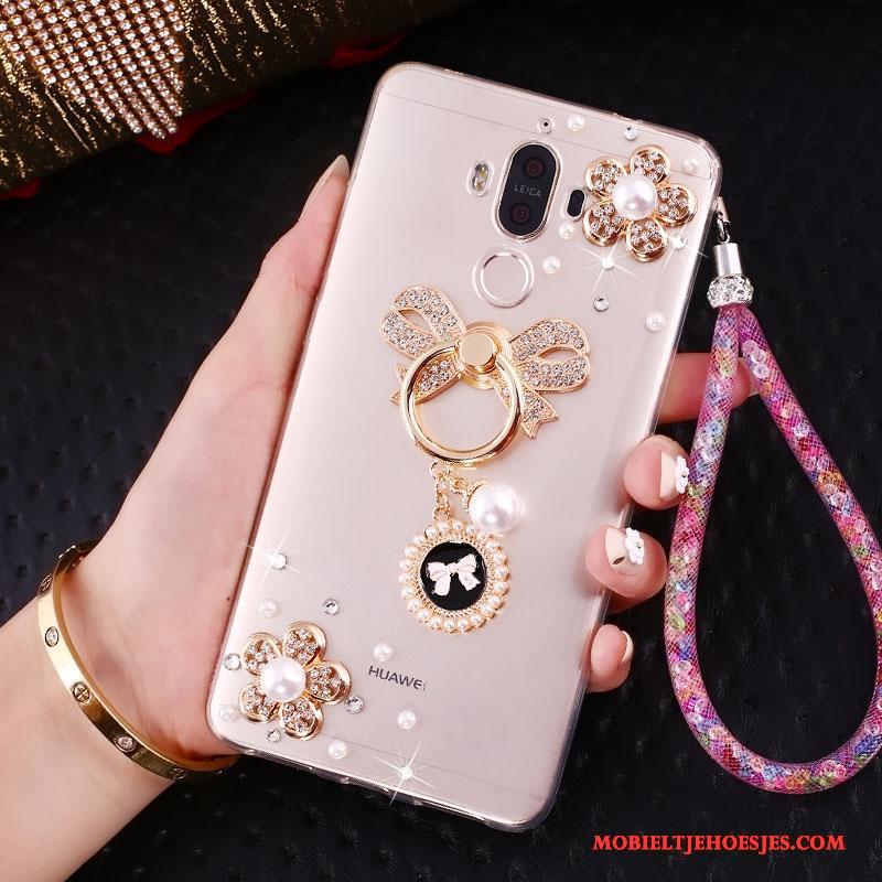 Huawei Mate 10 Pro Goud Hanger Hoes Met Strass Ondersteuning Hoesje Telefoon Anti-fall