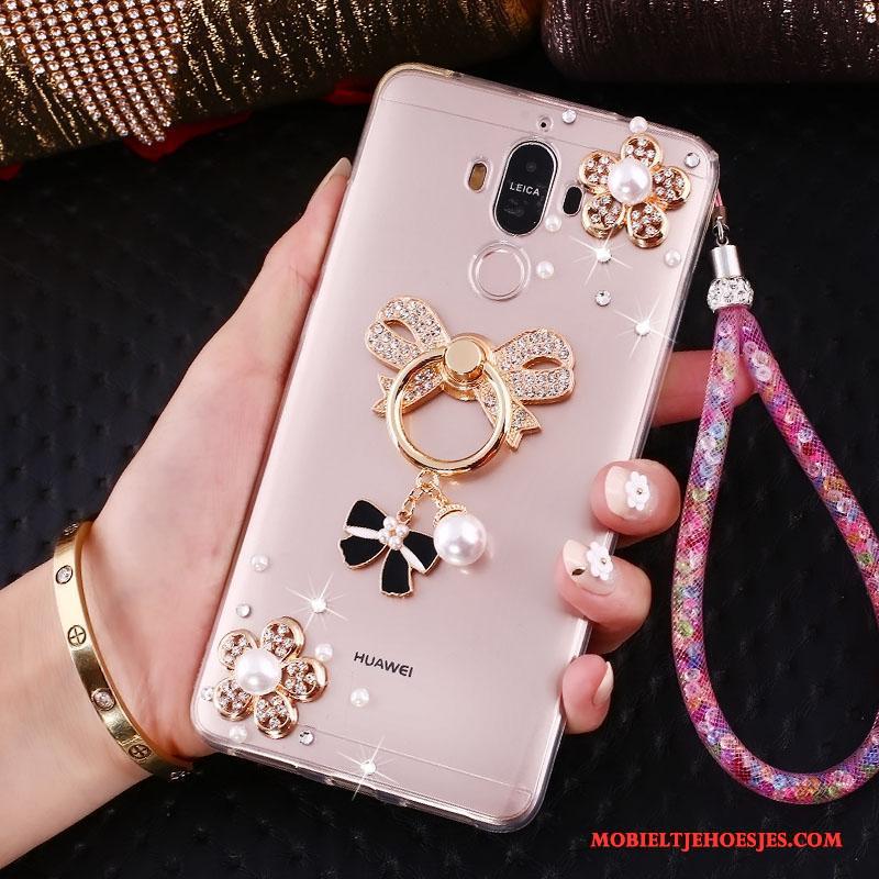 Huawei Mate 10 Pro Goud Hanger Hoes Met Strass Ondersteuning Hoesje Telefoon Anti-fall