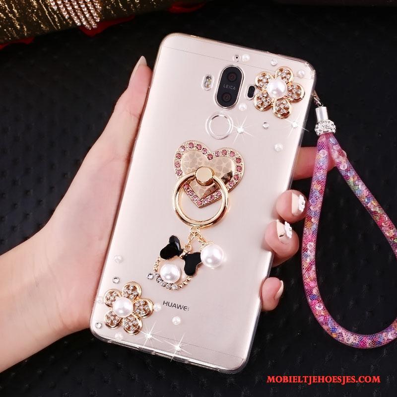 Huawei Mate 10 Pro Goud Hanger Hoes Met Strass Ondersteuning Hoesje Telefoon Anti-fall