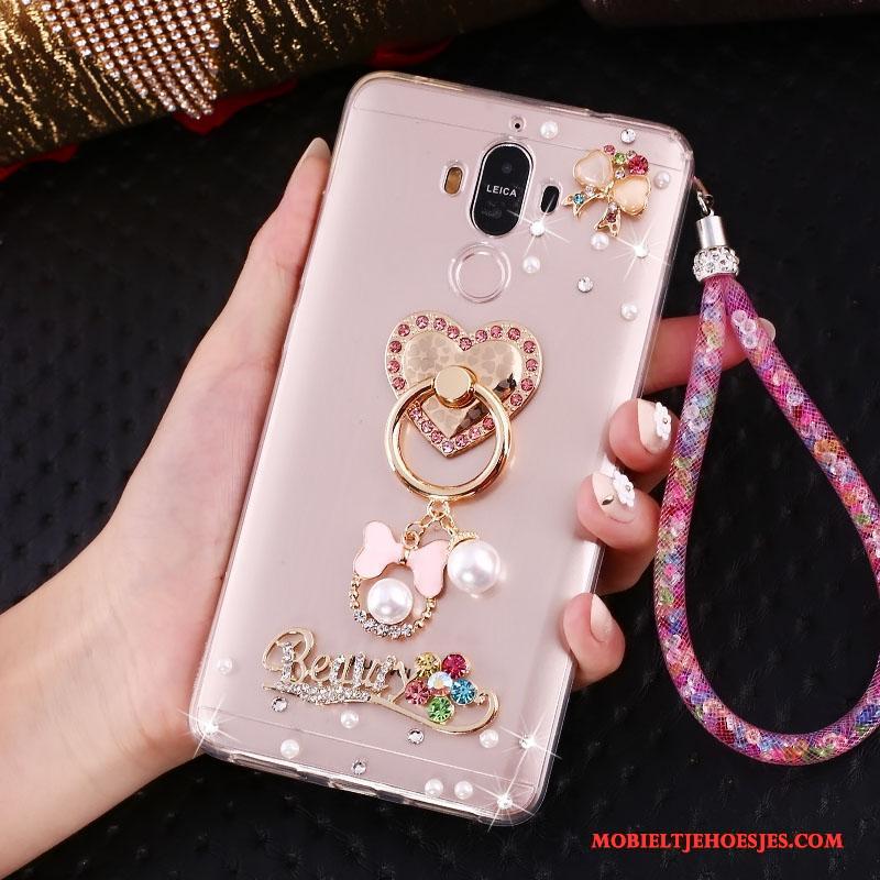 Huawei Mate 10 Pro Goud Hanger Hoes Met Strass Ondersteuning Hoesje Telefoon Anti-fall