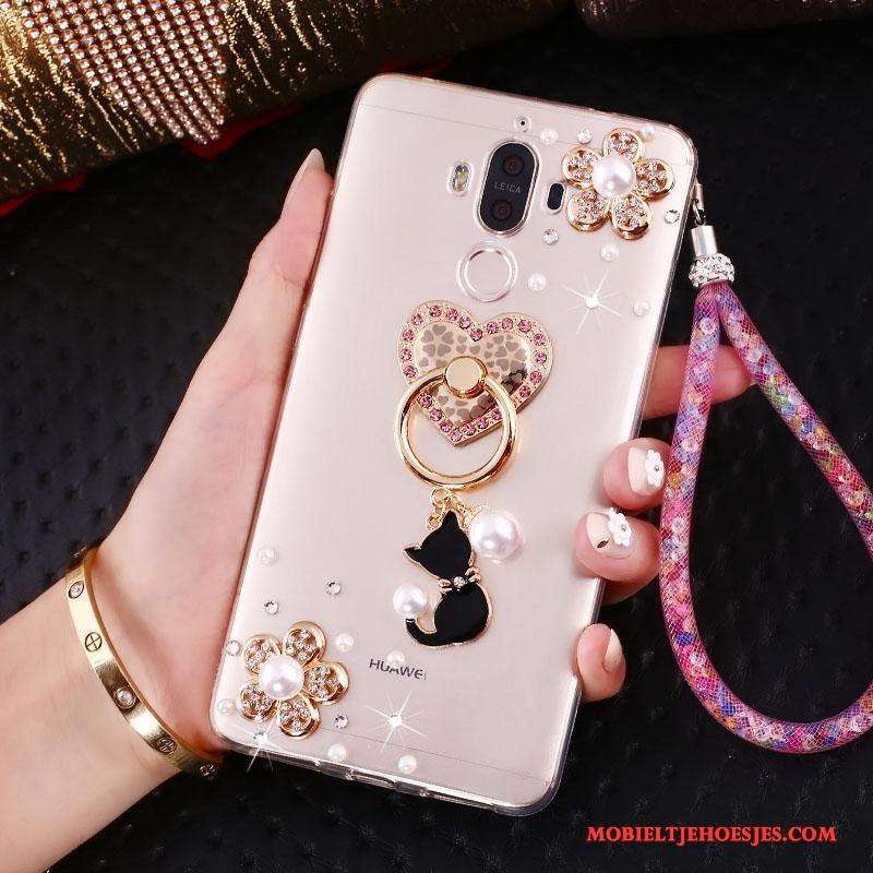 Huawei Mate 10 Pro Goud Hanger Hoes Met Strass Ondersteuning Hoesje Telefoon Anti-fall