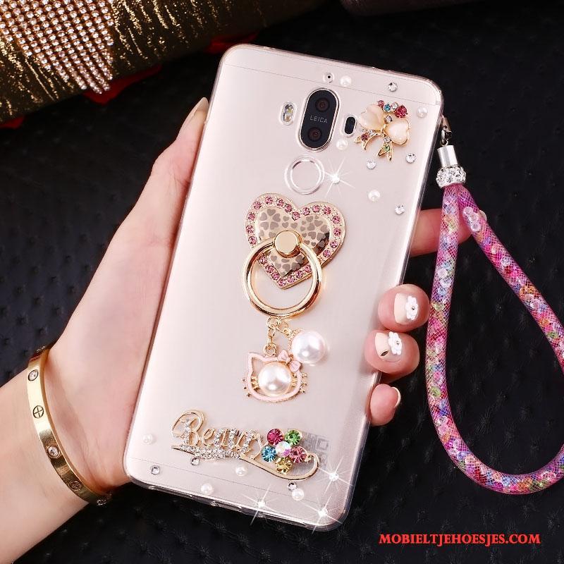 Huawei Mate 10 Pro Goud Hanger Hoes Met Strass Ondersteuning Hoesje Telefoon Anti-fall