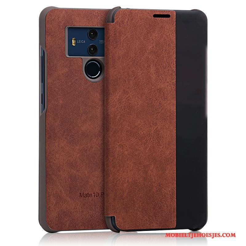 Huawei Mate 10 Pro Hoesje Hoes Kasjmier Bescherming Leren Etui Clamshell Winterslaap Blauw