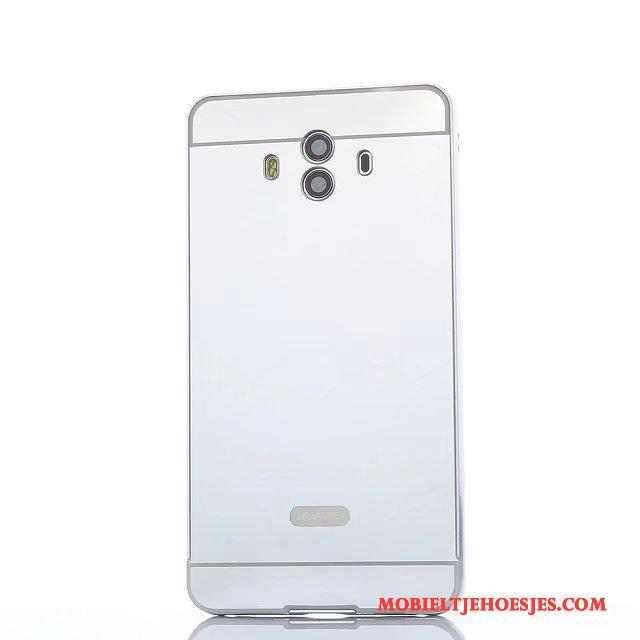 Huawei Mate 10 Pro Hoesje Hoes Spiegel Achterklep Roze Omlijsting Bescherming Metaal
