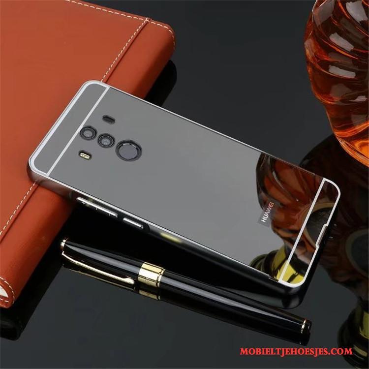 Huawei Mate 10 Pro Hoesje Hoes Spiegel Achterklep Roze Omlijsting Bescherming Metaal