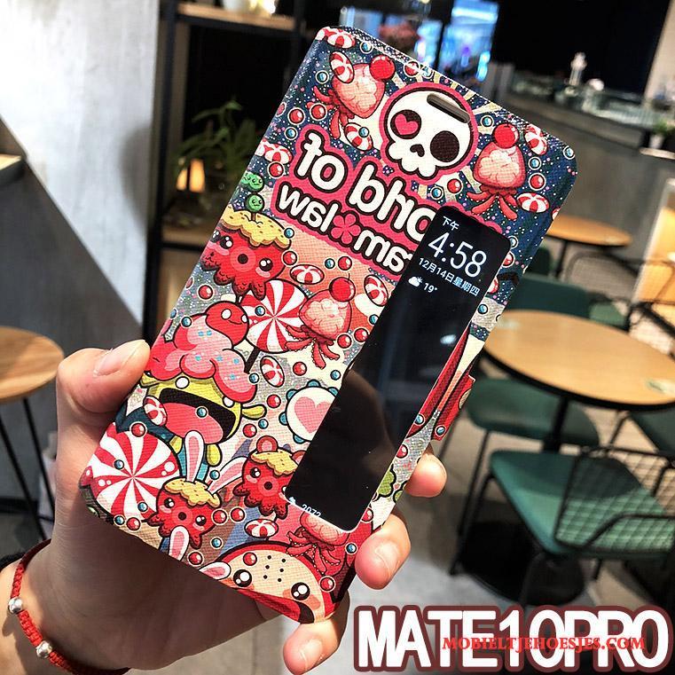 Huawei Mate 10 Pro Hoesje Leren Etui Roze Hoes Folio Scheppend Mobiele Telefoon Winterslaap