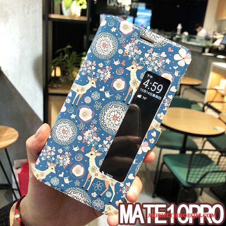 Huawei Mate 10 Pro Hoesje Leren Etui Roze Hoes Folio Scheppend Mobiele Telefoon Winterslaap