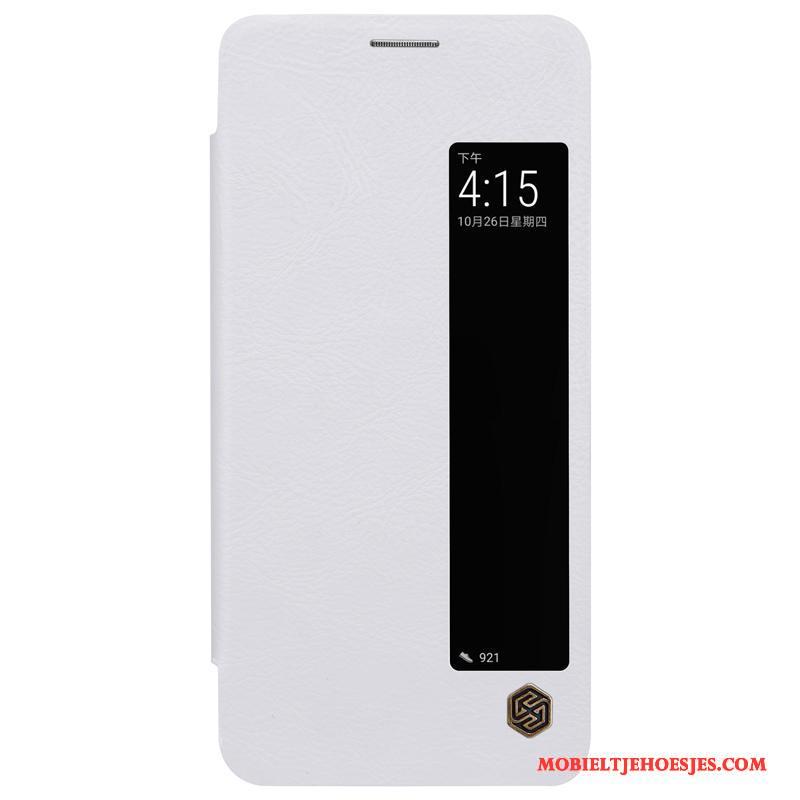 Huawei Mate 10 Pro Hoesje Mini Leren Etui Accessoires Rood Wakker Worden Mobiele Telefoon Folio