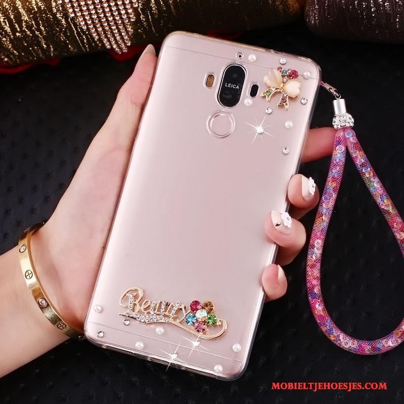 Huawei Mate 10 Pro Hoesje Telefoon Anti-fall Met Strass Roze Hanger Zacht Siliconen