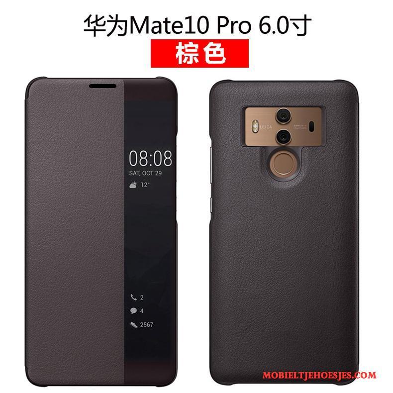 Huawei Mate 10 Pro Leren Etui Groen Hoes Echt Leer Hoesje Telefoon Clamshell Bescherming