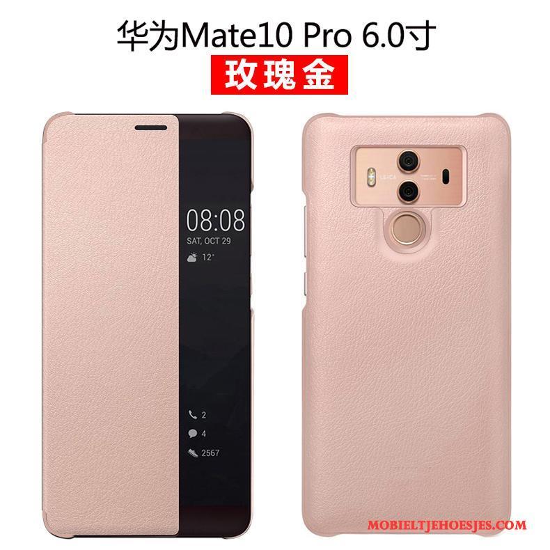 Huawei Mate 10 Pro Leren Etui Groen Hoes Echt Leer Hoesje Telefoon Clamshell Bescherming