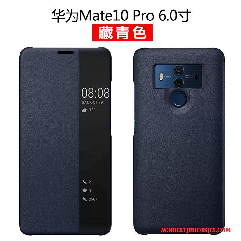 Huawei Mate 10 Pro Leren Etui Groen Hoes Echt Leer Hoesje Telefoon Clamshell Bescherming