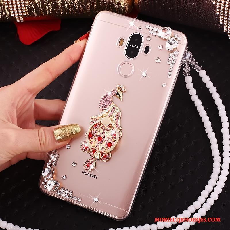 Huawei Mate 10 Pro Vlinderdas Goud Hanger All Inclusive Siliconen Met Strass Hoesje Telefoon