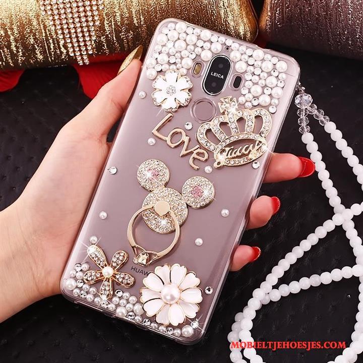 Huawei Mate 10 Pro Vlinderdas Goud Hanger All Inclusive Siliconen Met Strass Hoesje Telefoon