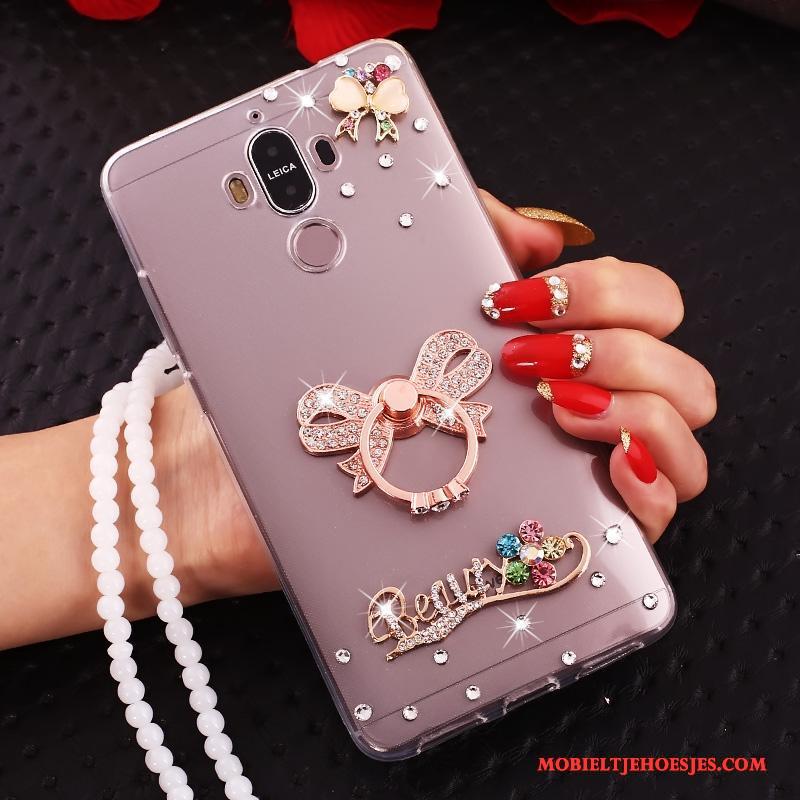 Huawei Mate 10 Pro Vlinderdas Goud Hanger All Inclusive Siliconen Met Strass Hoesje Telefoon