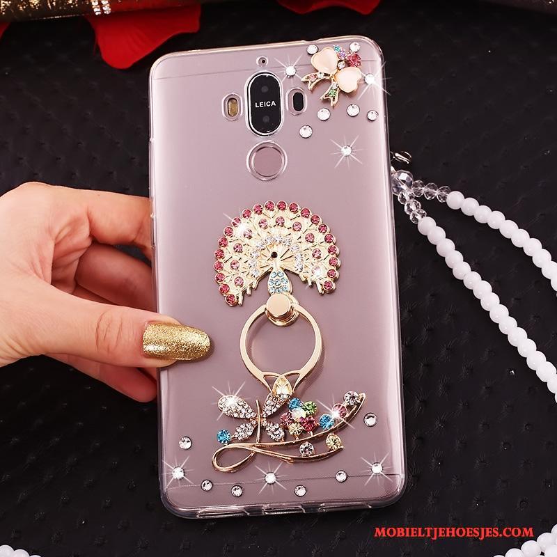 Huawei Mate 10 Pro Vlinderdas Goud Hanger All Inclusive Siliconen Met Strass Hoesje Telefoon